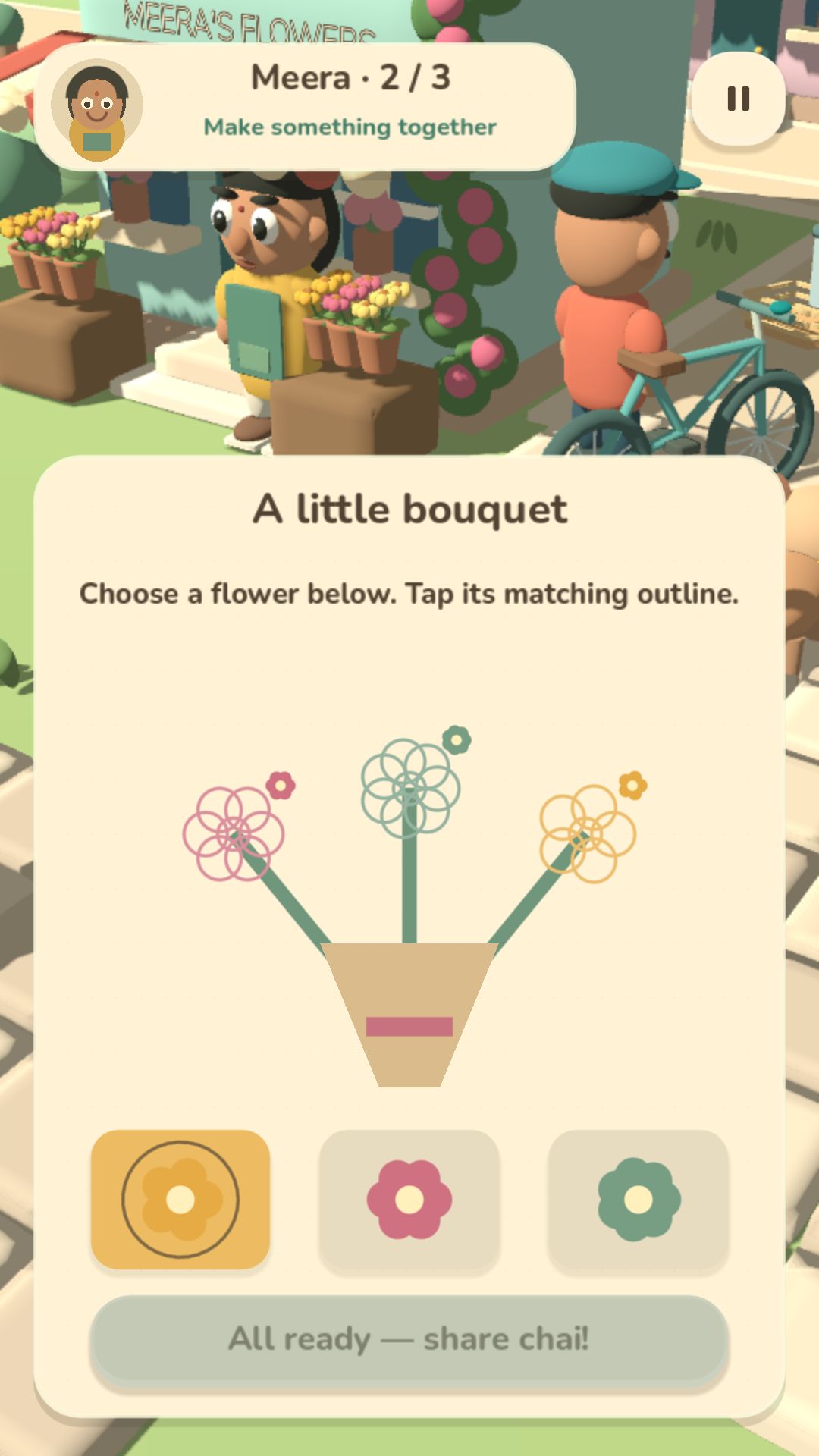 A little bouquet: choose a flower and tap its matching outline.